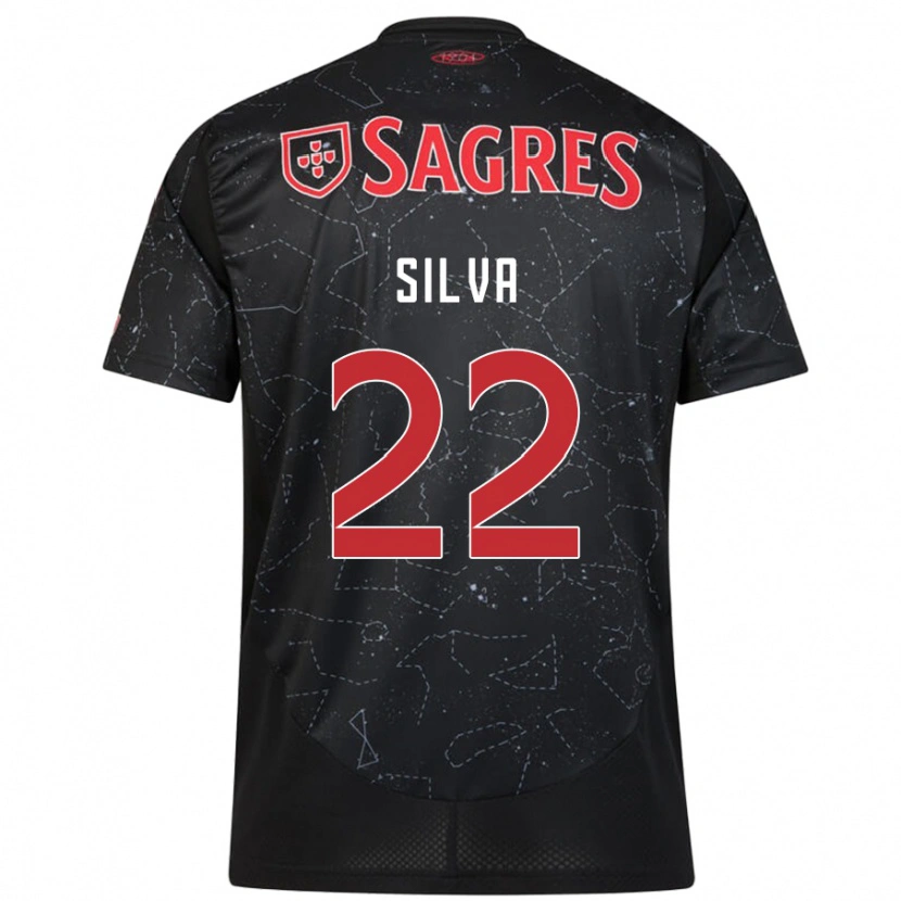 Danxen Bambino Maglia Amelia Silva #22 Nero Rosso Kit Gara Away 2024/25 Maglietta