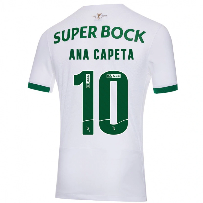 Danxen Bambino Maglia Ana Capeta #10 Bianco Verde Kit Gara Away 2024/25 Maglietta