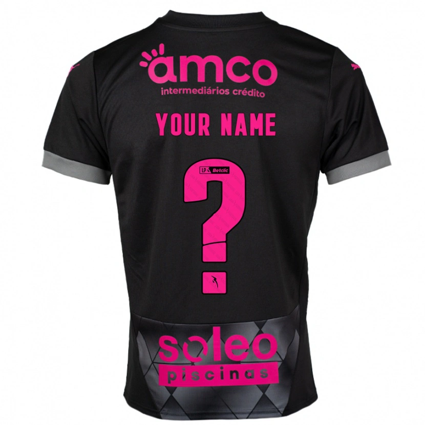 Danxen Bambino Maglia Il Tuo Nome #0 Nero Rosa Kit Gara Away 2024/25 Maglietta