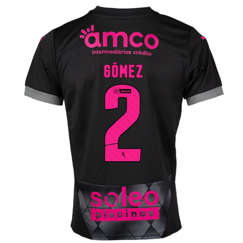 Danxen Bambino Maglia Víctor Gómez #2 Nero Rosa Kit Gara Away 2024/25 Maglietta