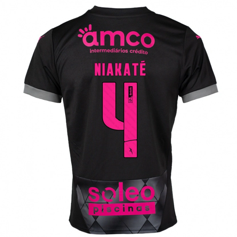 Danxen Bambino Maglia Sikou Niakaté #4 Nero Rosa Kit Gara Away 2024/25 Maglietta