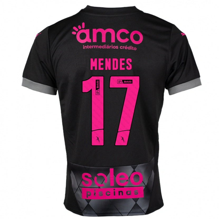 Danxen Bambino Maglia Joe Mendes #17 Nero Rosa Kit Gara Away 2024/25 Maglietta