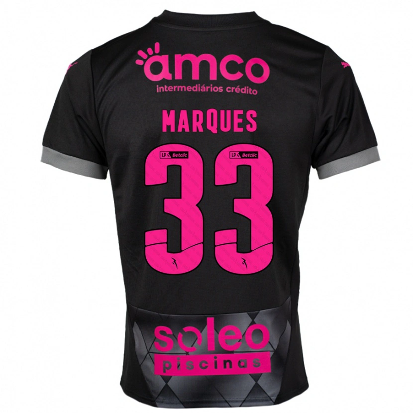 Danxen Bambino Maglia João Marques #33 Nero Rosa Kit Gara Away 2024/25 Maglietta