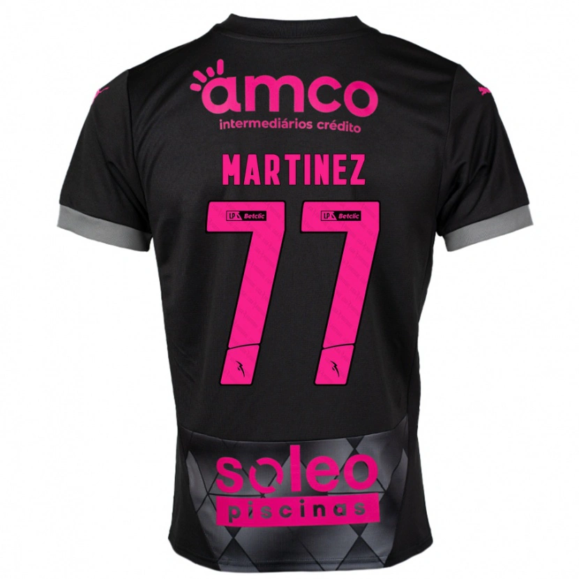 Danxen Bambino Maglia Gabri Martínez #77 Nero Rosa Kit Gara Away 2024/25 Maglietta