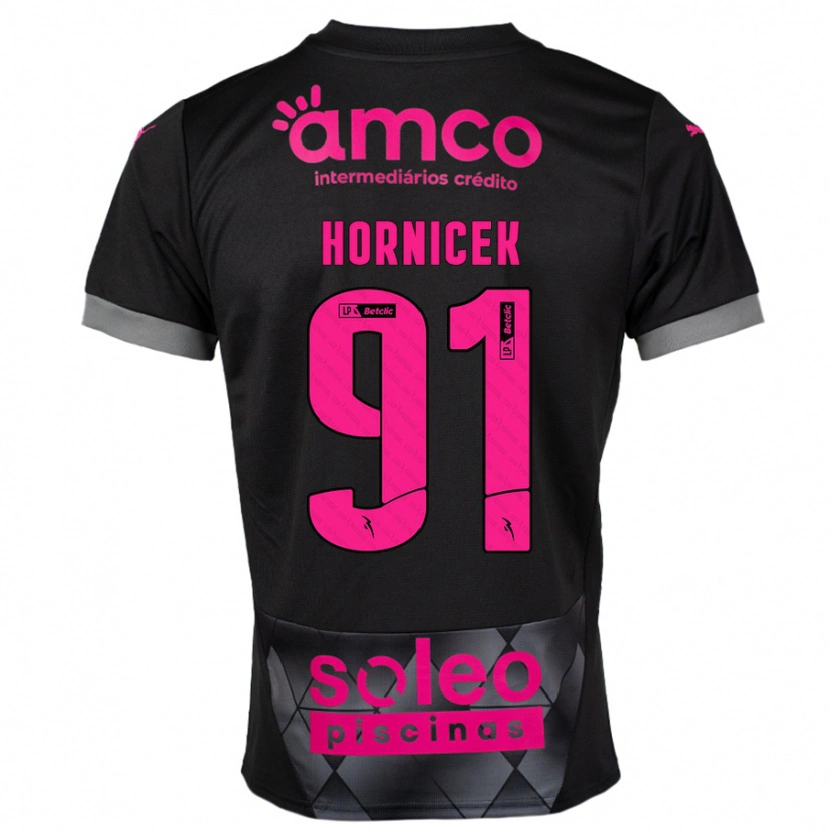Danxen Bambino Maglia Lukas Hornicek #91 Nero Rosa Kit Gara Away 2024/25 Maglietta