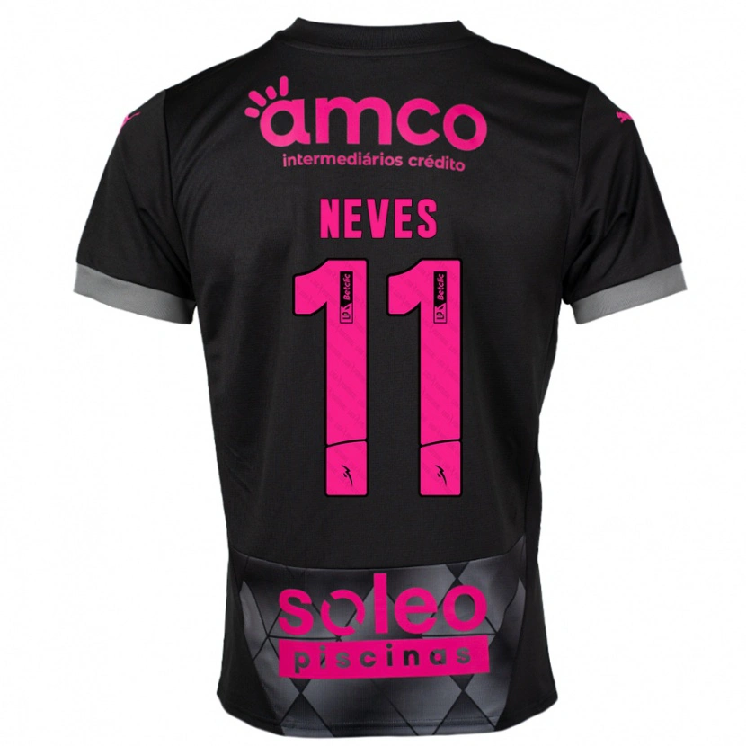 Danxen Bambino Maglia Bernardo Neves #11 Nero Rosa Kit Gara Away 2024/25 Maglietta