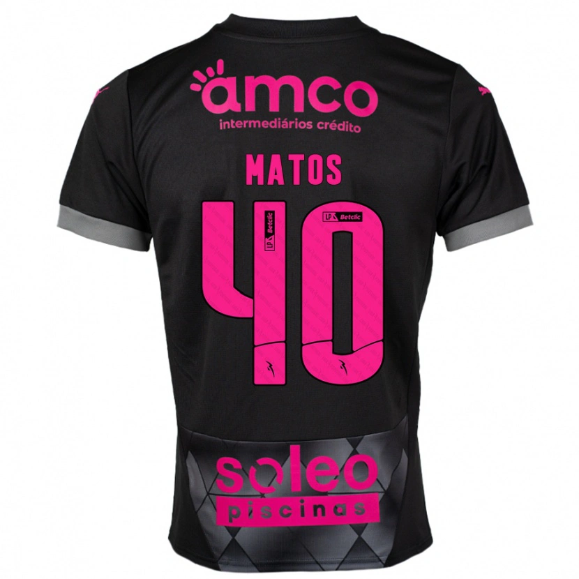 Danxen Bambino Maglia João Matos #40 Nero Rosa Kit Gara Away 2024/25 Maglietta