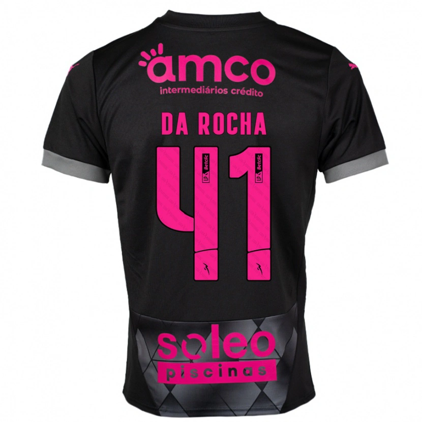 Danxen Bambino Maglia Yanis Da Rocha #41 Nero Rosa Kit Gara Away 2024/25 Maglietta