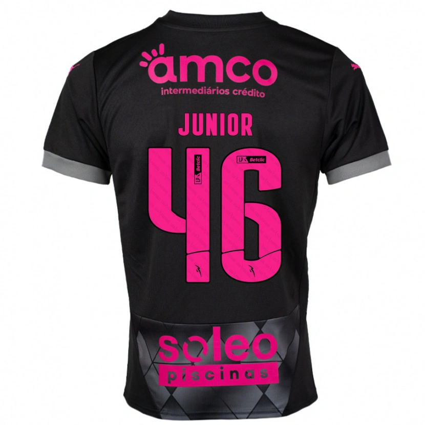 Danxen Bambino Maglia Mário Junior #46 Nero Rosa Kit Gara Away 2024/25 Maglietta