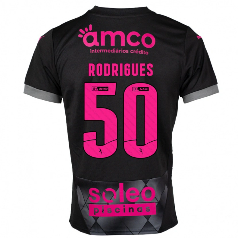 Danxen Bambino Maglia Diego Rodrigues #50 Nero Rosa Kit Gara Away 2024/25 Maglietta