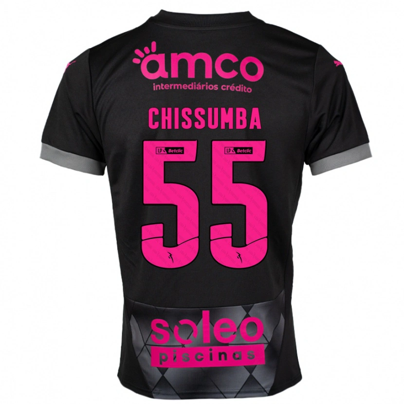 Danxen Bambino Maglia Chissumba #55 Nero Rosa Kit Gara Away 2024/25 Maglietta