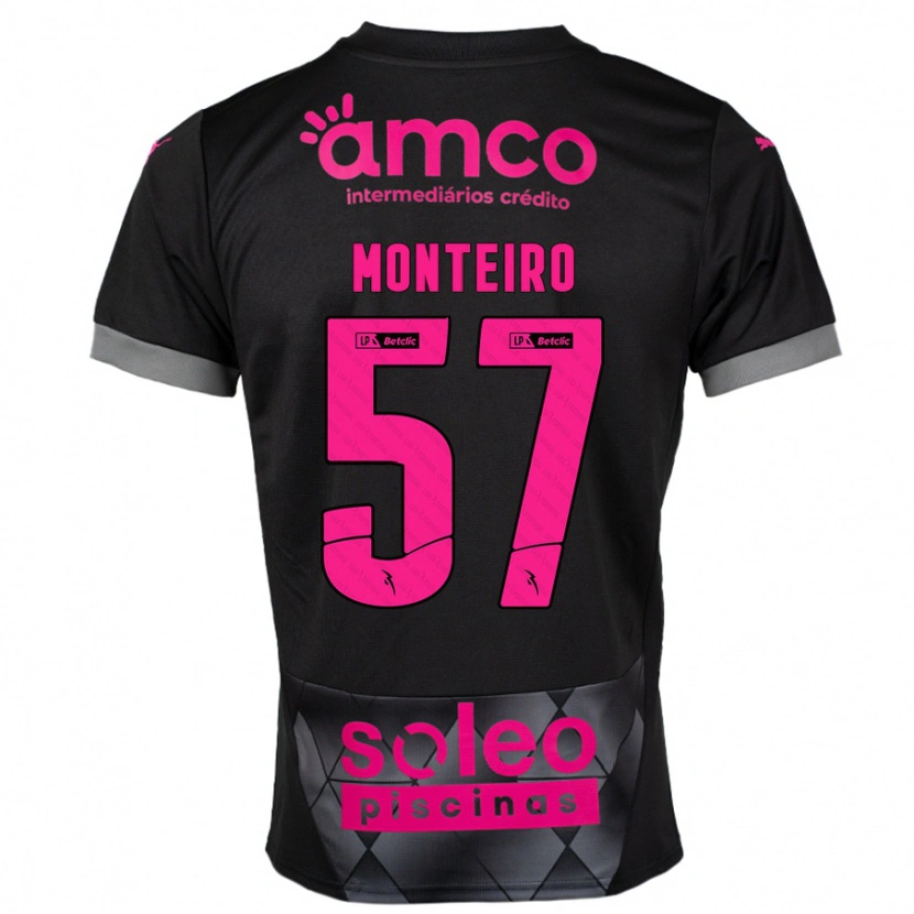 Danxen Bambino Maglia Jordan Monteiro #57 Nero Rosa Kit Gara Away 2024/25 Maglietta
