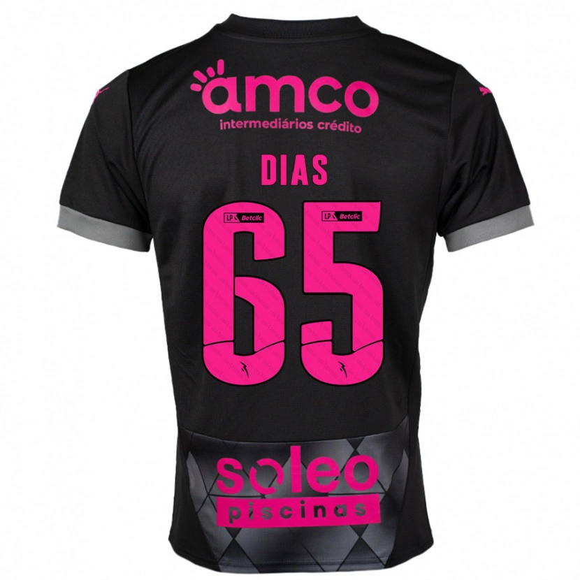 Danxen Bambino Maglia Leandro Dias #65 Nero Rosa Kit Gara Away 2024/25 Maglietta