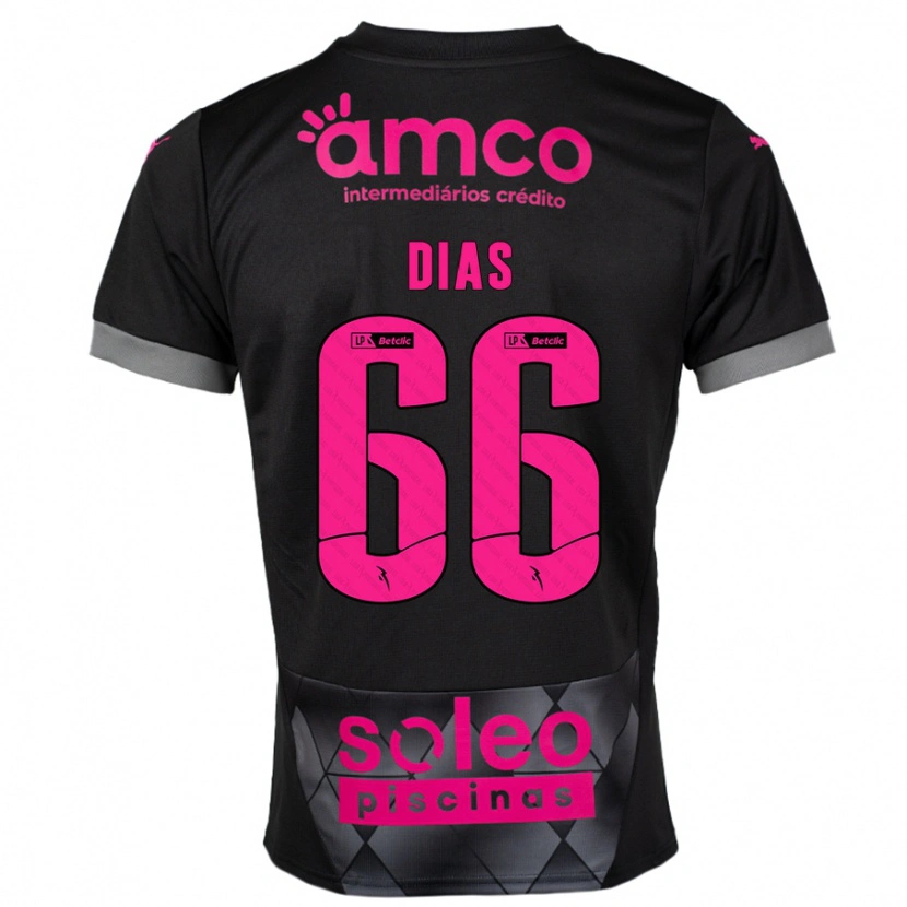 Danxen Bambino Maglia Gonçalo Dias #66 Nero Rosa Kit Gara Away 2024/25 Maglietta