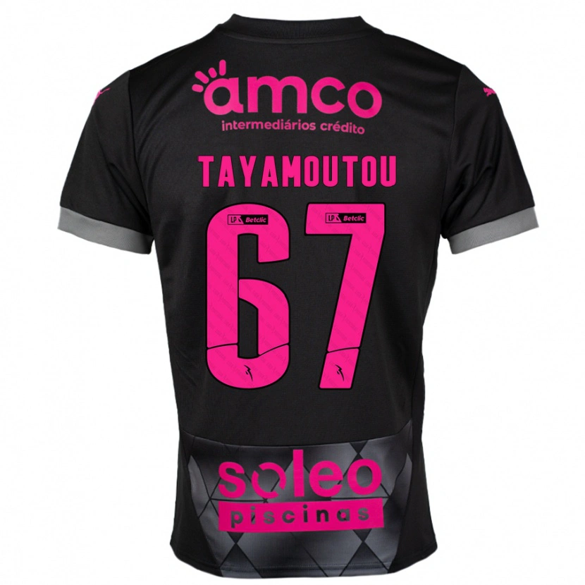 Danxen Bambino Maglia Enzo Tayamoutou #67 Nero Rosa Kit Gara Away 2024/25 Maglietta