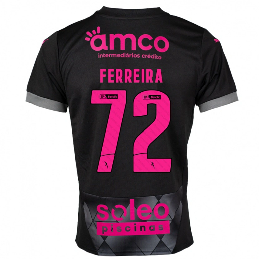 Danxen Bambino Maglia André Ferreira #72 Nero Rosa Kit Gara Away 2024/25 Maglietta