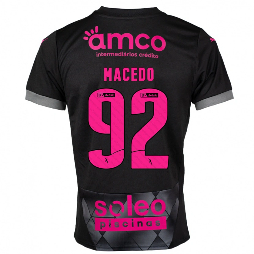 Danxen Bambino Maglia Rodrigo Macedo #92 Nero Rosa Kit Gara Away 2024/25 Maglietta