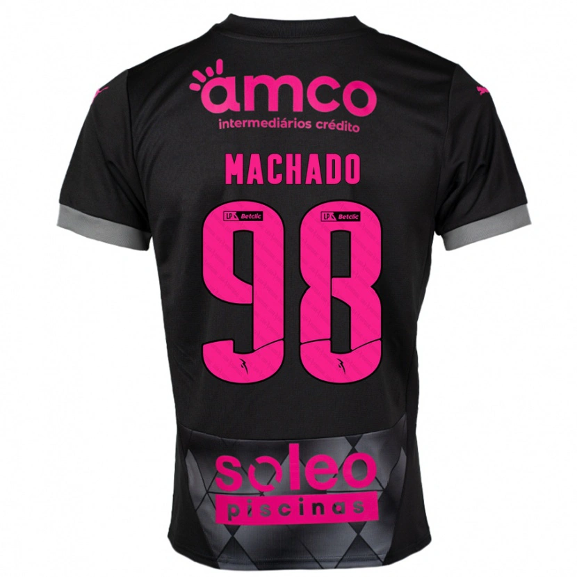 Danxen Bambino Maglia Gonçalo Machado #98 Nero Rosa Kit Gara Away 2024/25 Maglietta