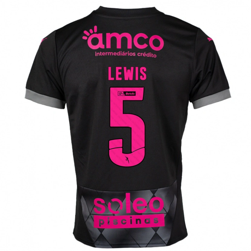 Danxen Bambino Maglia Leah Lewis #5 Nero Rosa Kit Gara Away 2024/25 Maglietta