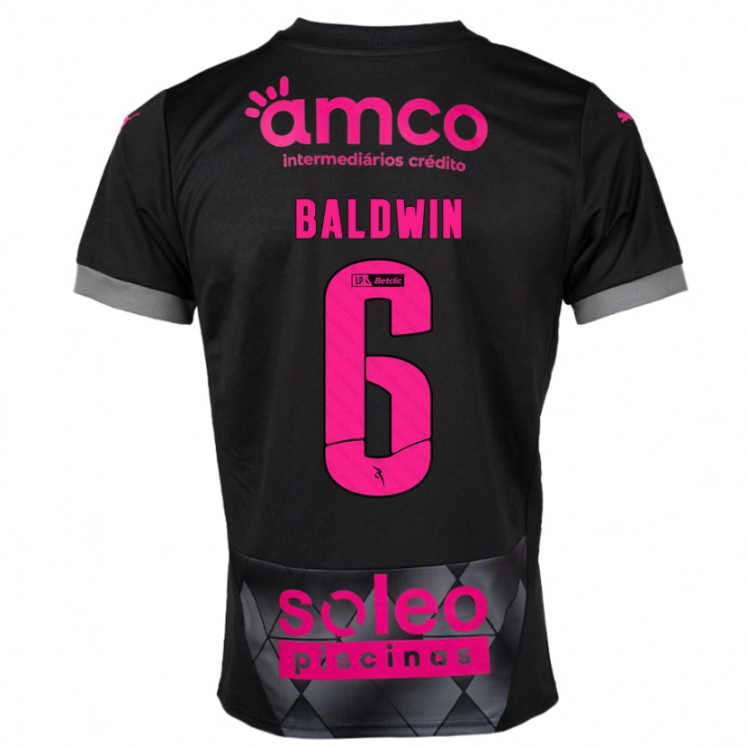 Danxen Bambino Maglia Carlyn Baldwin #6 Nero Rosa Kit Gara Away 2024/25 Maglietta