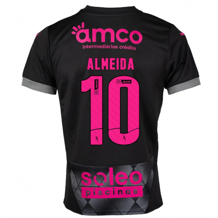 Danxen Bambino Maglia Vitória Almeida #10 Nero Rosa Kit Gara Away 2024/25 Maglietta