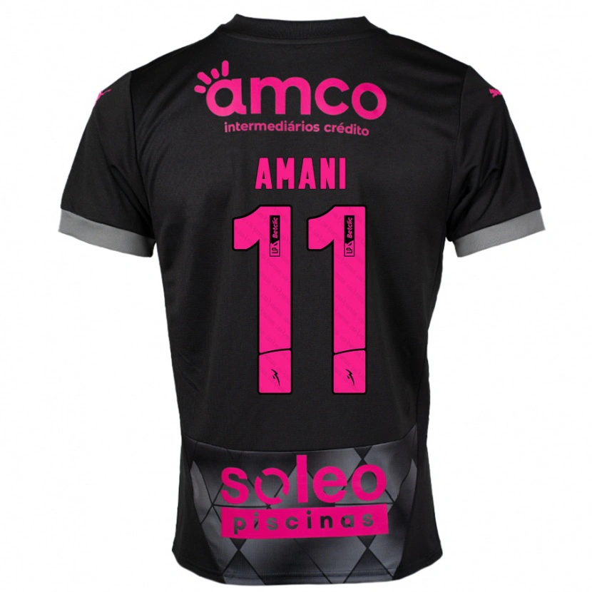 Danxen Bambino Maglia Jolina Amani #11 Nero Rosa Kit Gara Away 2024/25 Maglietta