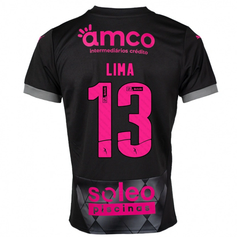 Danxen Bambino Maglia Aline Lima #13 Nero Rosa Kit Gara Away 2024/25 Maglietta