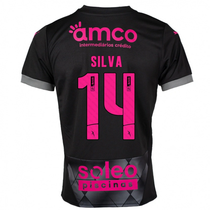 Danxen Bambino Maglia Dolores Silva #14 Nero Rosa Kit Gara Away 2024/25 Maglietta
