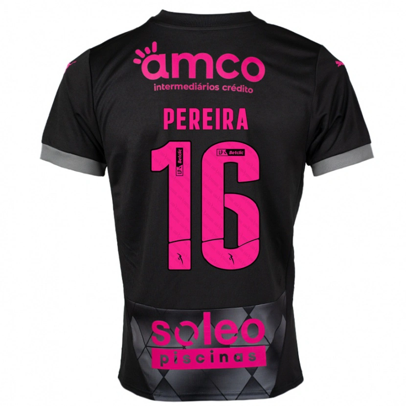 Danxen Bambino Maglia Catarina Pereira #16 Nero Rosa Kit Gara Away 2024/25 Maglietta