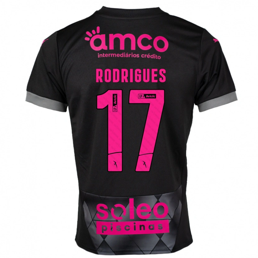 Danxen Bambino Maglia Tânia Rodrigues #17 Nero Rosa Kit Gara Away 2024/25 Maglietta