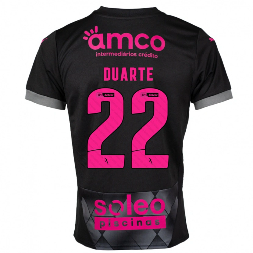 Danxen Bambino Maglia Vânia Duarte #22 Nero Rosa Kit Gara Away 2024/25 Maglietta