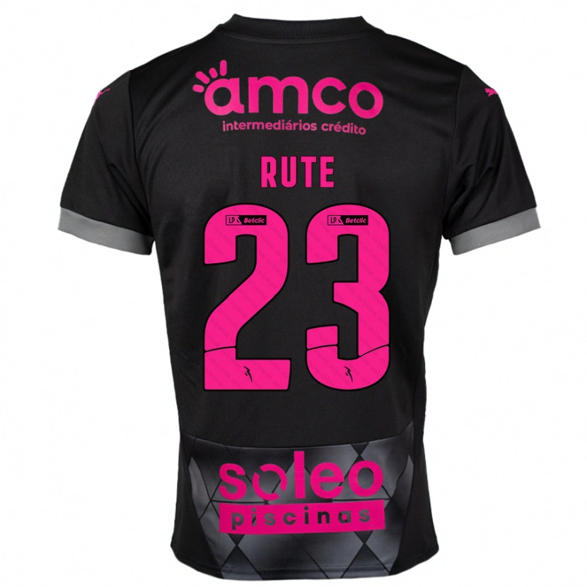 Danxen Bambino Maglia Ana Rute #23 Nero Rosa Kit Gara Away 2024/25 Maglietta
