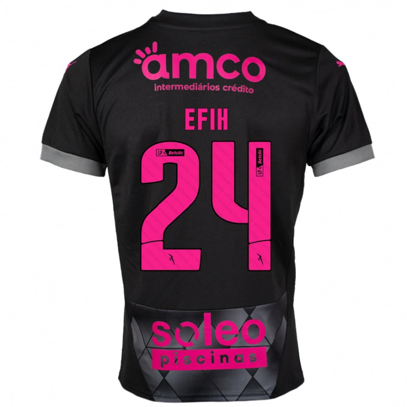 Danxen Bambino Maglia Peace Efih #24 Nero Rosa Kit Gara Away 2024/25 Maglietta