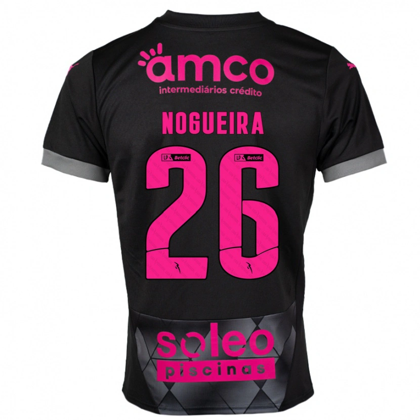Danxen Bambino Maglia Ana Nogueira #26 Nero Rosa Kit Gara Away 2024/25 Maglietta
