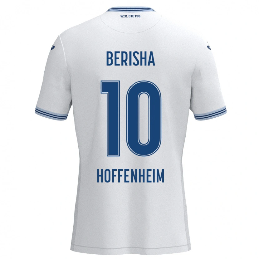 Danxen Bambino Maglia Mergim Berisha #10 Bianco Blu Kit Gara Away 2024/25 Maglietta