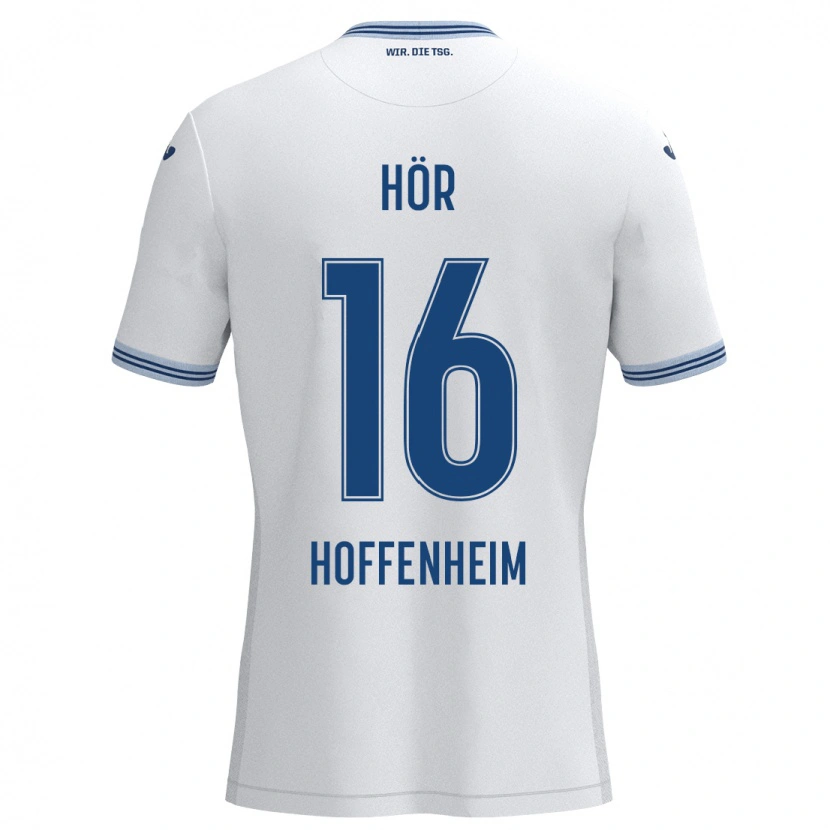 Danxen Bambino Maglia Yannis Hör #16 Bianco Blu Kit Gara Away 2024/25 Maglietta