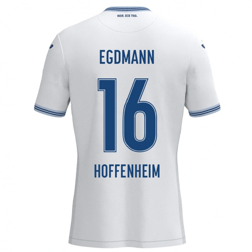 Danxen Bambino Maglia Mika Egdmann #16 Bianco Blu Kit Gara Away 2024/25 Maglietta