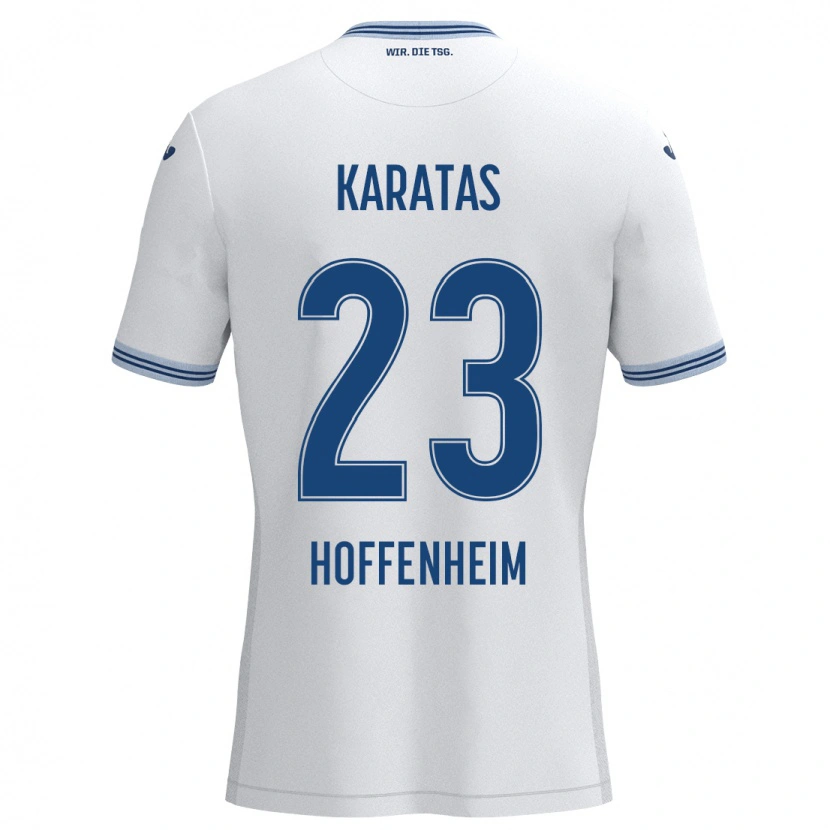 Danxen Bambino Maglia Can Karatas #23 Bianco Blu Kit Gara Away 2024/25 Maglietta