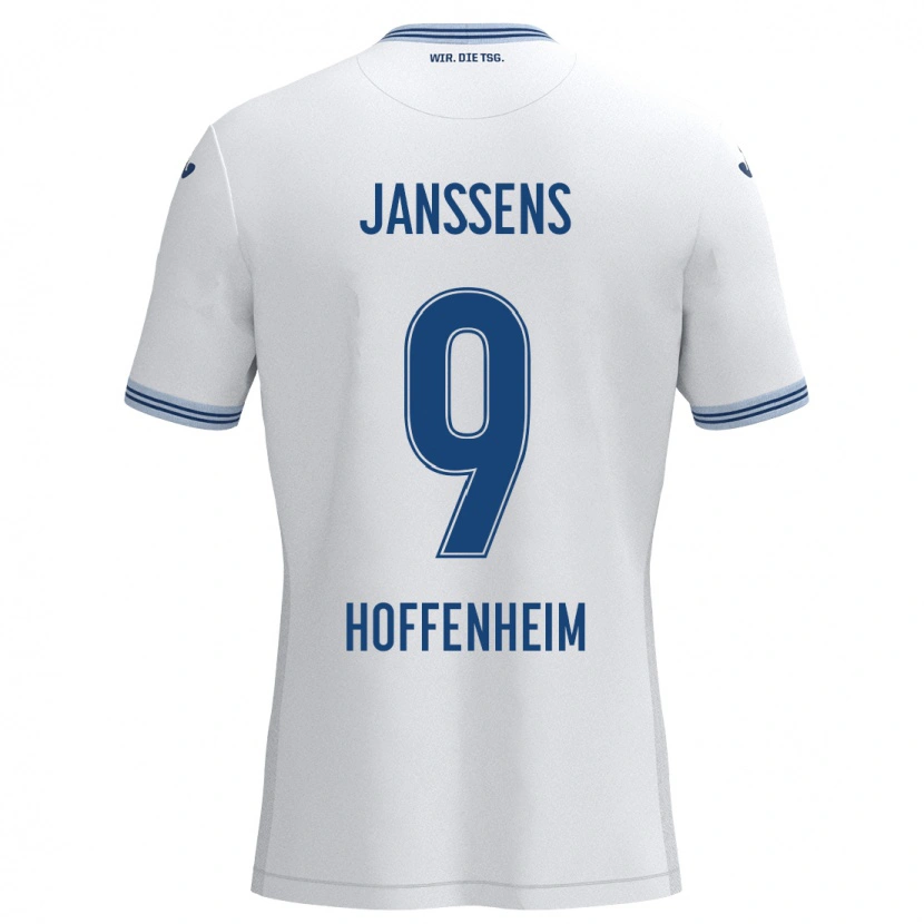 Danxen Bambino Maglia Jill Janssens #9 Bianco Blu Kit Gara Away 2024/25 Maglietta