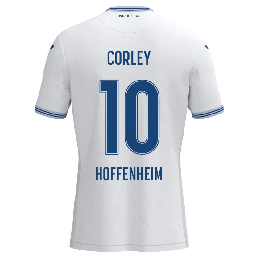 Danxen Bambino Maglia Gia Corley #10 Bianco Blu Kit Gara Away 2024/25 Maglietta