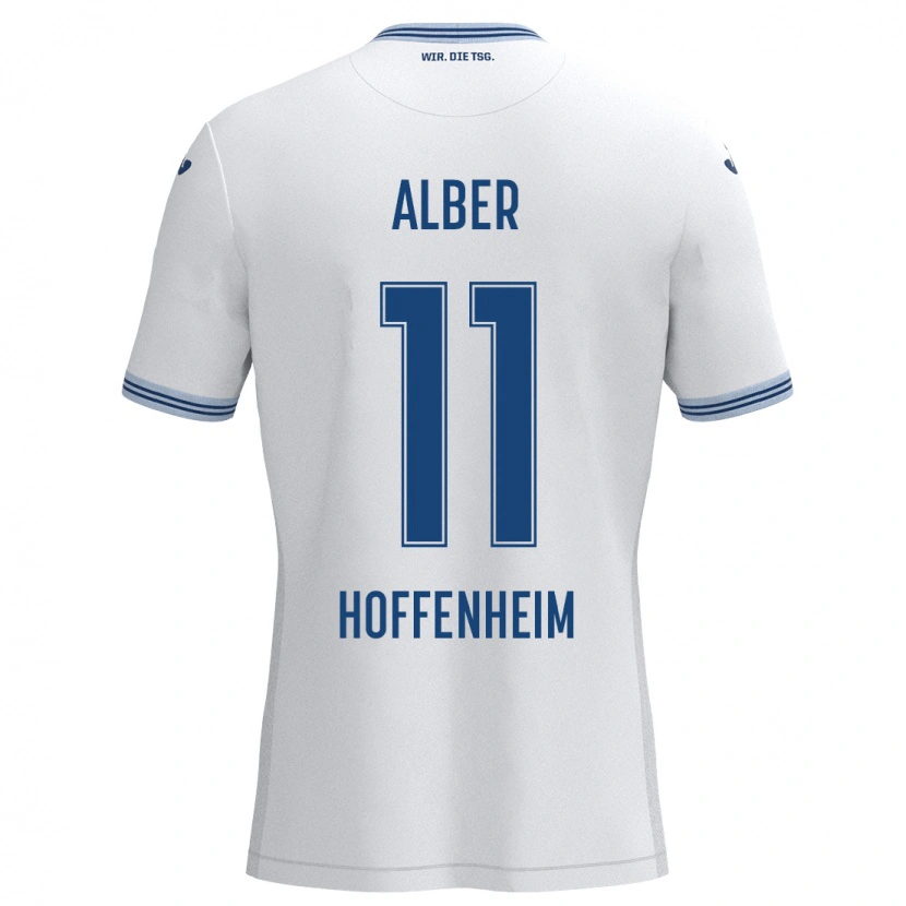 Danxen Bambino Maglia Mara Alber #11 Bianco Blu Kit Gara Away 2024/25 Maglietta