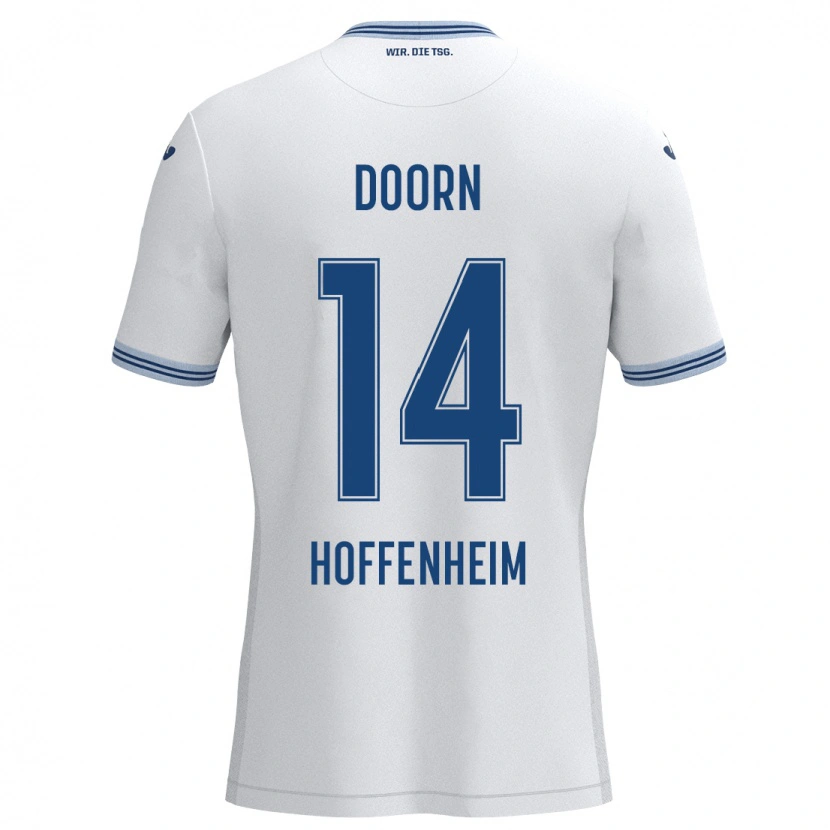 Danxen Bambino Maglia Lisa Doorn #14 Bianco Blu Kit Gara Away 2024/25 Maglietta