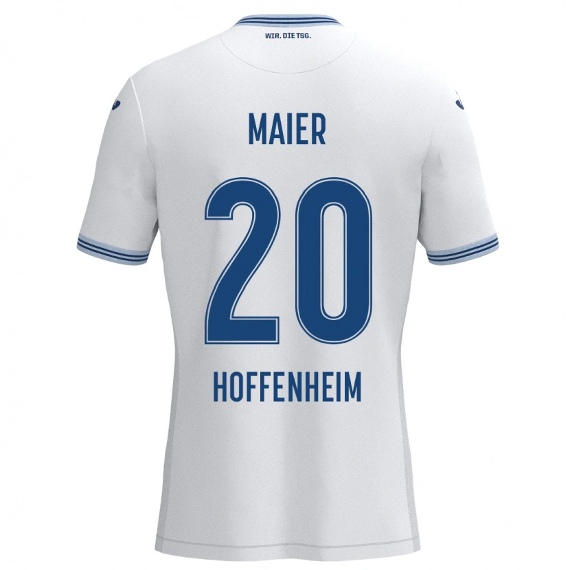 Danxen Bambino Maglia Leonie Maier #20 Bianco Blu Kit Gara Away 2024/25 Maglietta