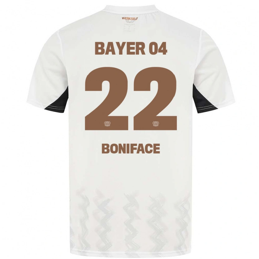 Danxen Bambino Maglia Victor Boniface #22 Bianco Nero Kit Gara Away 2024/25 Maglietta