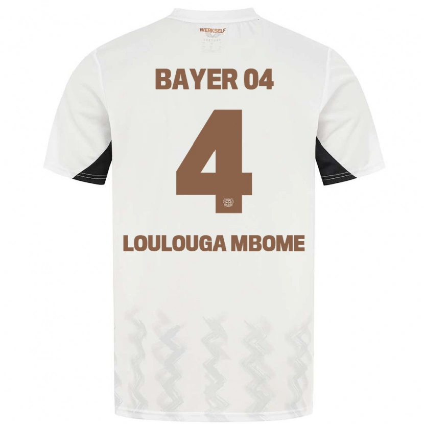 Danxen Bambino Maglia Adrien Loulouga Mbome #4 Bianco Nero Kit Gara Away 2024/25 Maglietta