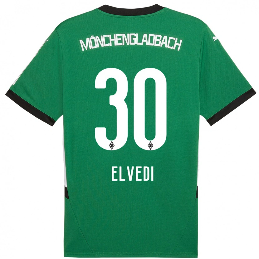 Danxen Bambino Maglia Nico Elvedi #30 Verde Bianco Kit Gara Away 2024/25 Maglietta