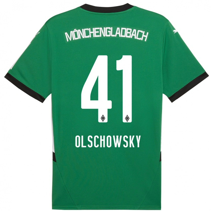 Danxen Bambino Maglia Jan Olschowsky #41 Verde Bianco Kit Gara Away 2024/25 Maglietta