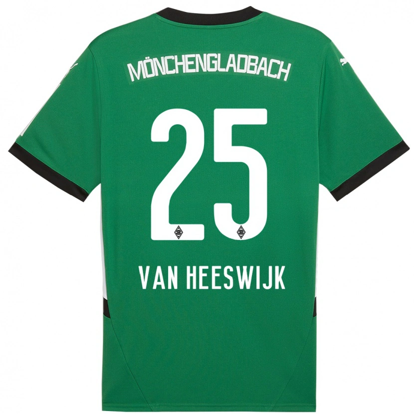 Danxen Bambino Maglia Amber Van Heeswijk #25 Verde Bianco Kit Gara Away 2024/25 Maglietta