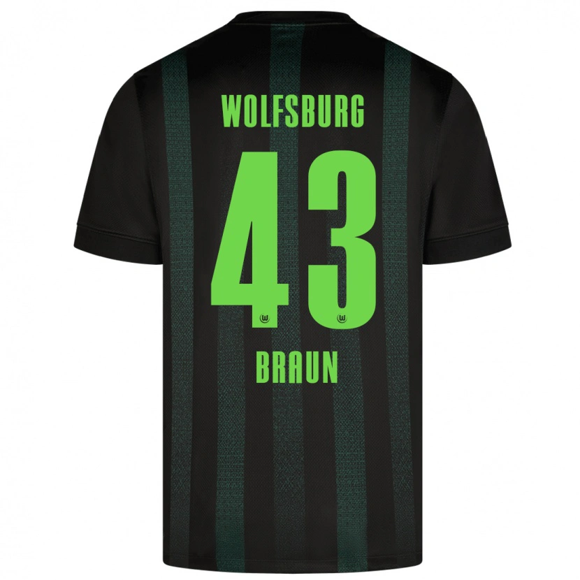 Danxen Bambino Maglia Manuel Braun #43 Verde Scuro Kit Gara Away 2024/25 Maglietta