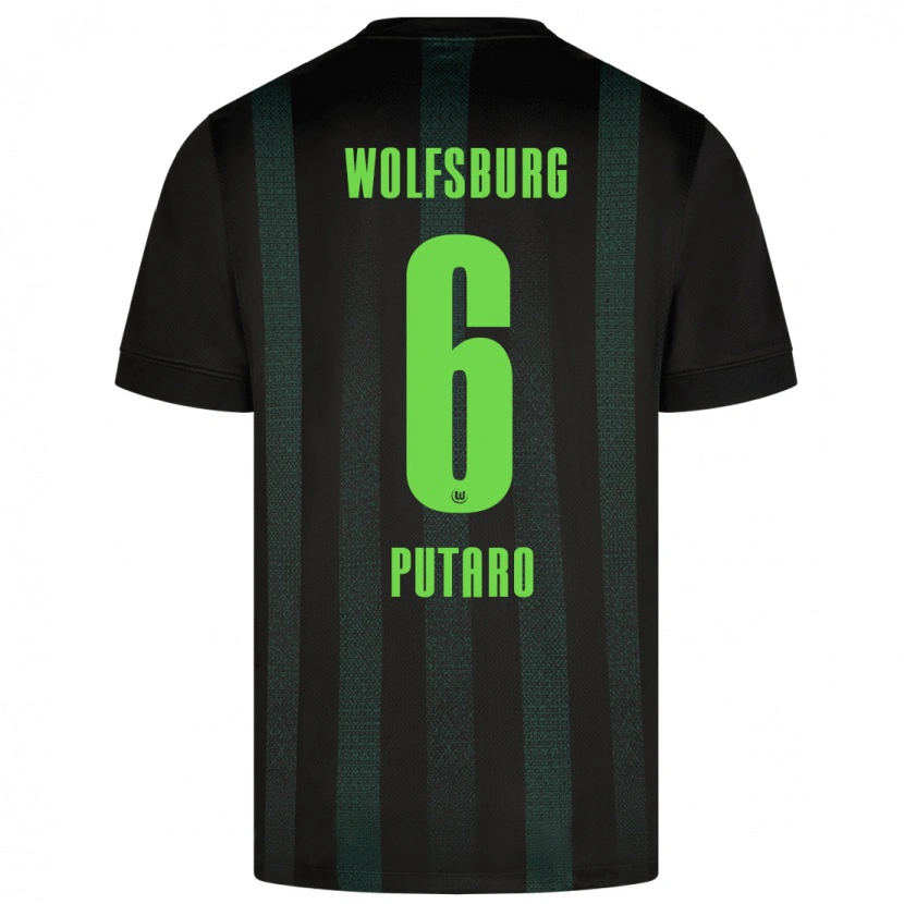 Danxen Bambino Maglia Luca Putaro #6 Verde Scuro Kit Gara Away 2024/25 Maglietta